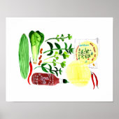ベトナムライス転が紙レシピ水彩 ポスター (正面)