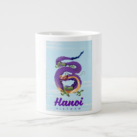 ベトナムヴィンテージドラゴン旅行ポスター ジャンボコーヒーマグカップ (正面)