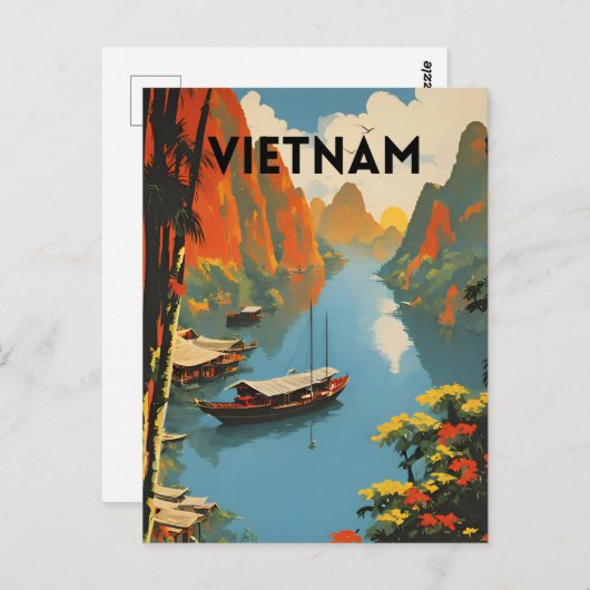 ベトナムヴィンテージ旅行ポスター ポストカード (正面/裏面)
