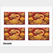 ベトナム中国のウッドドラゴン年2024 RcS 長方形シール (シート)