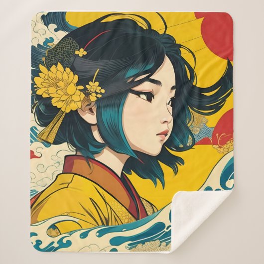 ベトナム人女性フル開花 シェルパブランケット (正面)