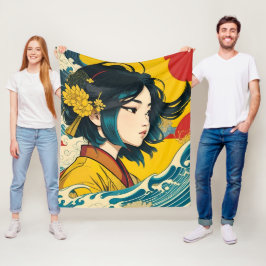 ベトナム人女性フル開花 フリースブランケット