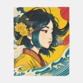 ベトナム人女性フル開花 フリースブランケット (正面)