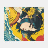 ベトナム人女性フル開花 フリースブランケット (正面(横))