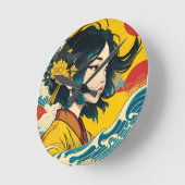 ベトナム人女性フル開花 ラウンド壁時計 (傾斜)