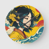 ベトナム人女性フル開花 ラウンド壁時計 (正面)