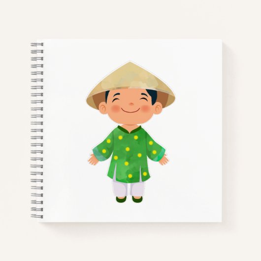 ベトナム人in Ao Daai Spiral Notebook - "Xin Chao" ノートブック (正面)