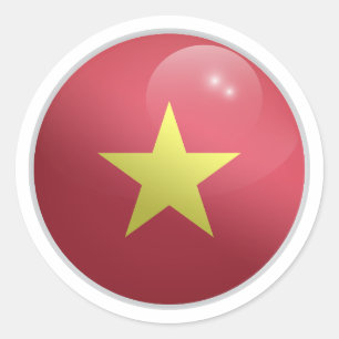 ベトナム光沢円国旗 ラウンドシール