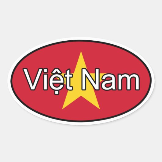 ベトナム国旗のユーロステッカー 楕円形シール (正面)