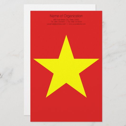 ベトナム国旗の黄色い星パーソナライズされた文具 便箋 (正面/裏面)