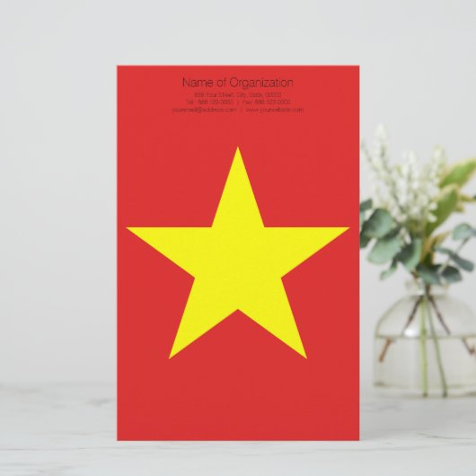 ベトナム国旗の黄色い星パーソナライズされた文具 便箋 (スタンド正面)