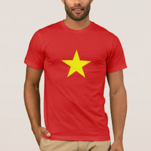 ベトナム国旗黄色い星の赤い男性Tシャツ Tシャツ