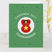 ベトナム国旗 エンジェル クリスマス オーダーメイド カード (黄色い花)