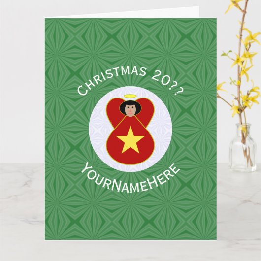 ベトナム国旗 エンジェル クリスマス オーダーメイド カード (黄色い花)