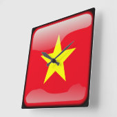 ベトナム国旗 スクエア壁時計 (傾斜)