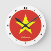 ベトナム国旗、ベトナムトレンディーホーム/デザイン ラウンド壁時計 (正面)