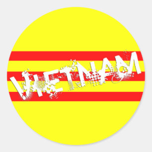 ベトナム国旗(円形スタンプ) ラウンドシール