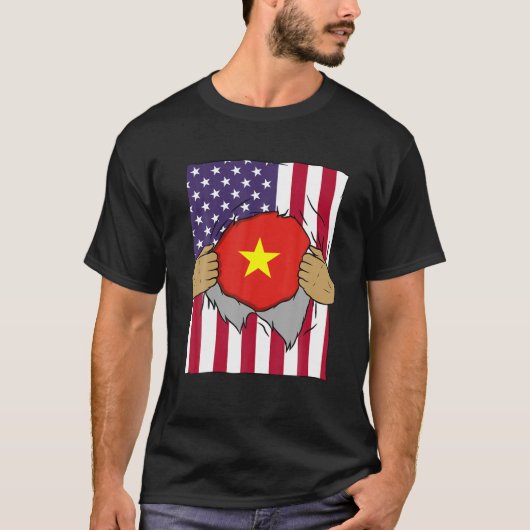 ベトナム国旗Inside Meホームプライドベトナムアメリ Tシャツ (正面)