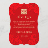 ベトナム式結婚式 二ヶ国語 赤 結婚のお礼カード サンキューカード (正面)