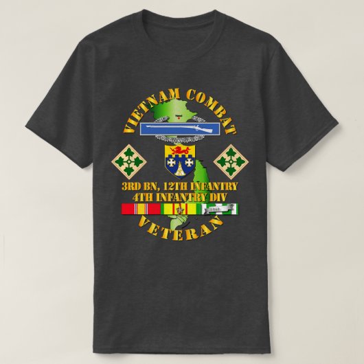 ベトナム戦闘歩兵退役軍人30月12日Infあり Tシャツ (デザイン正面)