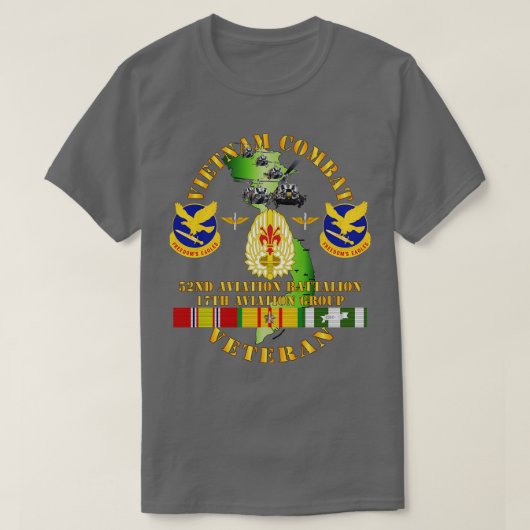 ベトナム戦闘獣医52nd航空Bn 17th航空 Tシャツ (デザイン正面)