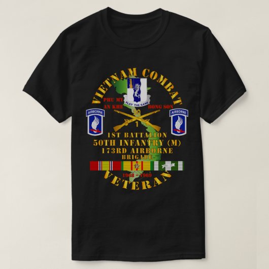 ベトナム戦闘退役軍人w 10月50日Inf 173rd Bde Tシャツ (デザイン正面)