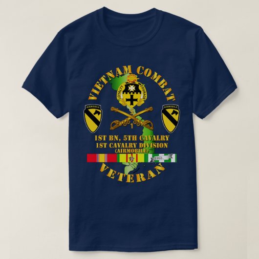 ベトナム戦闘騎兵退役軍人w 10月5日Cav DU Tシャツ (デザイン正面)