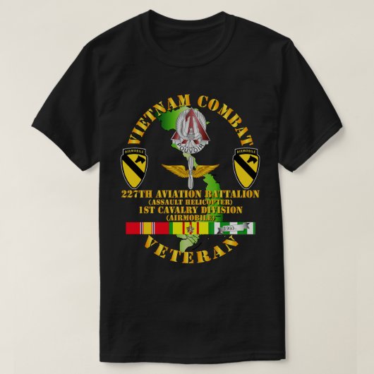 ベトナム戦闘騎兵退役軍人w 227第Bn航空 Tシャツ (デザイン正面)
