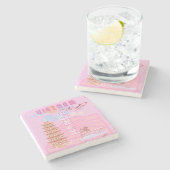 ベトナム旅行アート、ピンク ストーンコースター