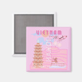ベトナム旅行アート、ピンク マグネット (正面/裏面)