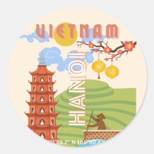 ベトナム旅行アート ラウンドシール