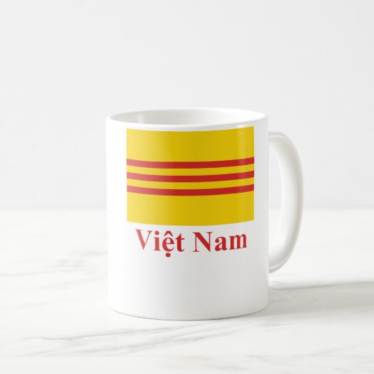 ベトナム語の名前の南ベトナムの旗 コーヒーマグカップ (正面右)