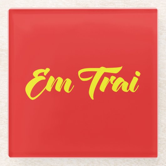 ベトナム語（若い）ブラザー – Em Trai ～ế Ting Vitệ ガラスコースター (正面)