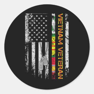 ベトナム退役軍人ヴィンテージ国旗のメモリアル愛国心 ラウンドシール