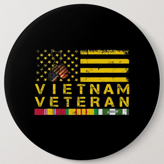 ベトナム退役軍人動揺してアメリカ国旗178 缶バッジ (正面)