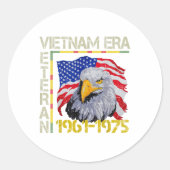 ベトナム退役軍人時代1961年1975年記念国旗アメリカ ラウンドシール (正面)