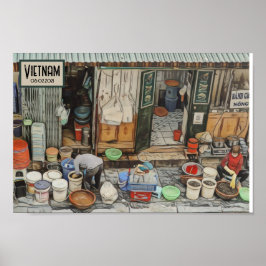 ベトナム通りライフ、カスタマイズ可能な旅行日 ポスター