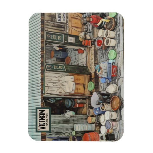 ベトナム通りライフ、カスタマイズ可能な日付 マグネット (縦)