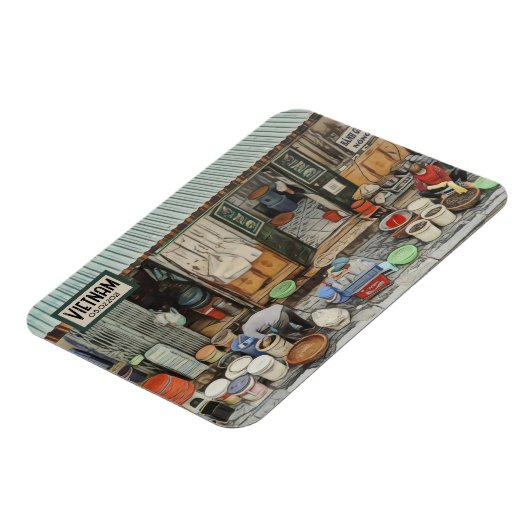 ベトナム通りライフ、カスタマイズ可能な日付 マグネット (左側)