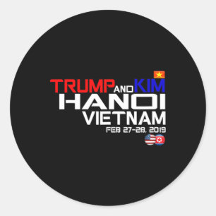 ベトナム・サミット 金とトランプ Tシャツ ラウンドシール