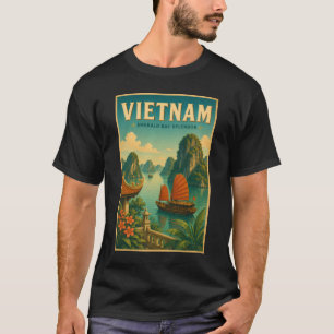 ベトナム ハロン湾 イラスト 旅行 アート レトロ Tシャツ