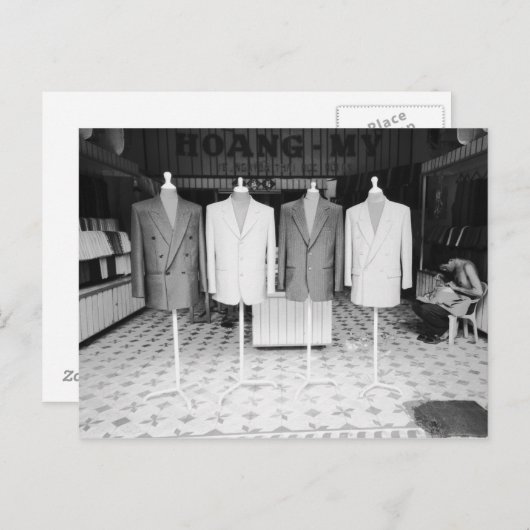 ベトナム・ホイアン, オーダーメイドのスーツをチェック ポストカード (正面/裏面)