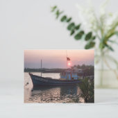 ベトナム、ホイアン、サンセットで川のボート ポストカード (スタンド正面)