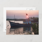 ベトナム、ホイアン、サンセットで川のボート ポストカード (正面/裏面)