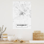 ベトナム・ホーチミン市（黒と白） ポスター (キッチン)