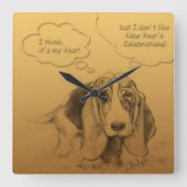 ベトユーモアのあるナムドッグイアースクエアW C スクエア壁時計 (正面)