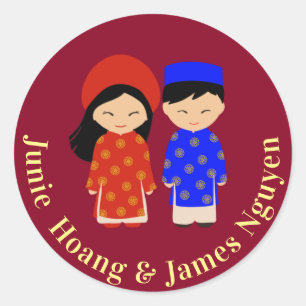 ベト伝統的ナム青大結婚夫婦 ラウンドシール