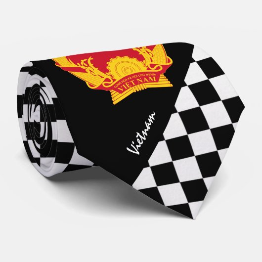ベト市松模様にナム国旗のファッション ネクタイ (ロール)