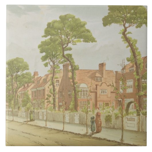 ベドフォード公園1882年の眺め(色のlitho) タイル (正面)