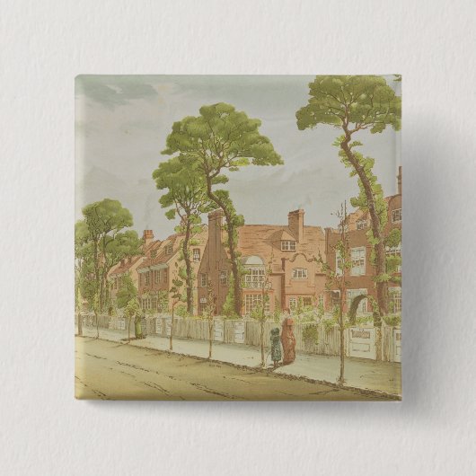 ベドフォード公園1882年の眺め(色のlitho) 缶バッジ (正面)